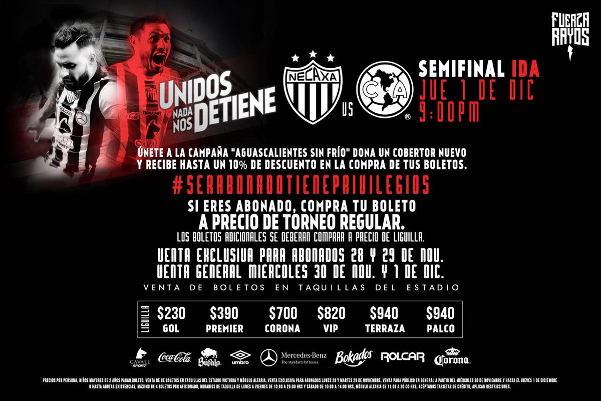 Precio de boletos Necaxa vs America semifinal apertura 2016